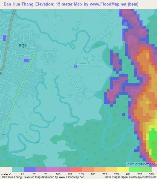 Ban Hua Thang,Thailand Elevation Map