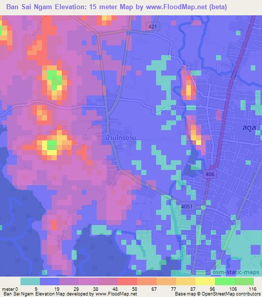 Ban Sai Ngam,Thailand Elevation Map
