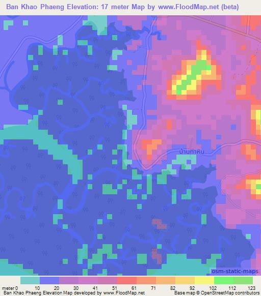 Ban Khao Phaeng,Thailand Elevation Map