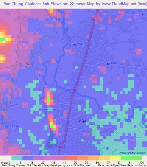 Ban Thung Chaloem Suk,Thailand Elevation Map