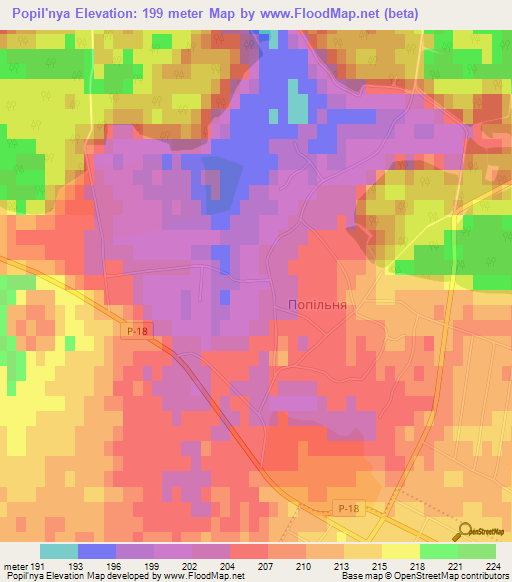 Popil'nya,Ukraine Elevation Map