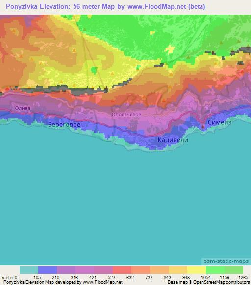 Ponyzivka,Ukraine Elevation Map
