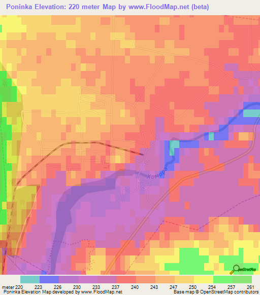 Poninka,Ukraine Elevation Map
