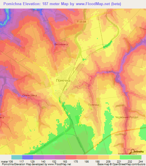 Pomichna,Ukraine Elevation Map
