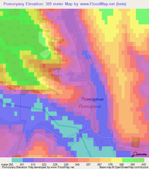 Pomoryany,Ukraine Elevation Map