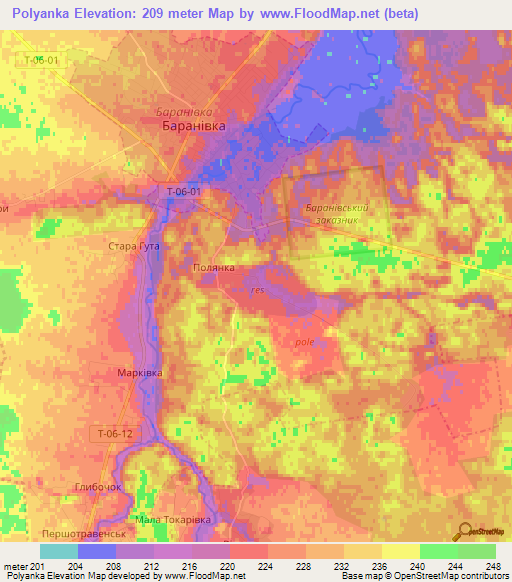 Polyanka,Ukraine Elevation Map
