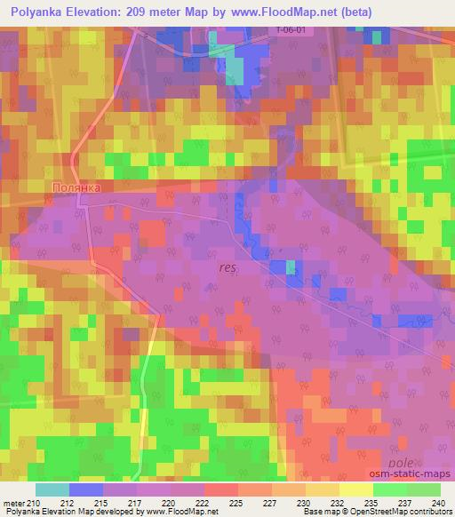 Polyanka,Ukraine Elevation Map