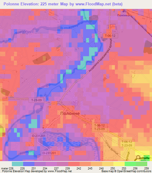 Polonne,Ukraine Elevation Map