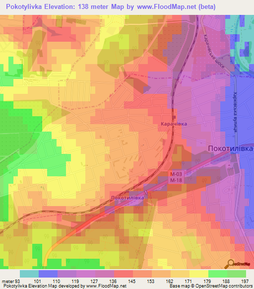 Pokotylivka,Ukraine Elevation Map