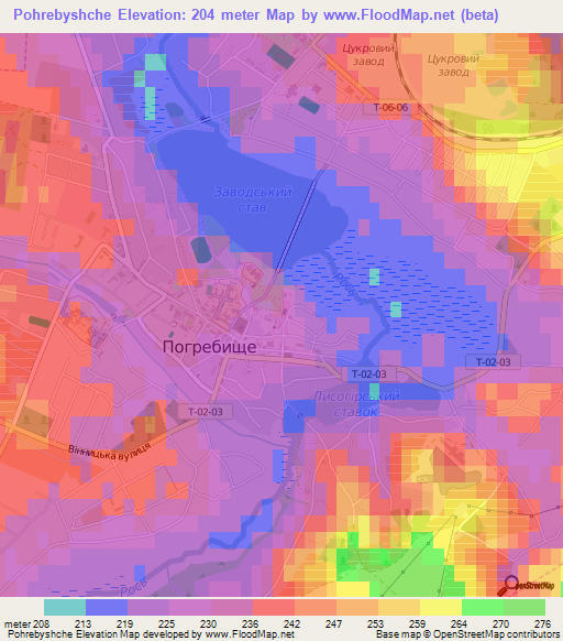 Pohrebyshche,Ukraine Elevation Map