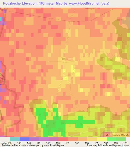 Podzheche,Ukraine Elevation Map