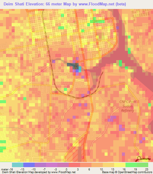 Deim Shati,Sudan Elevation Map
