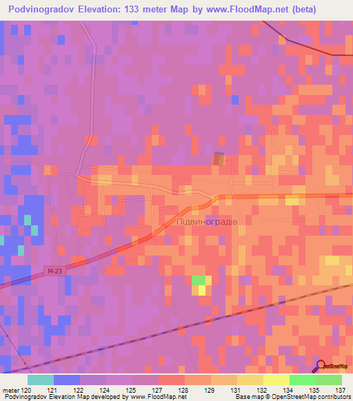 Podvinogradov,Ukraine Elevation Map