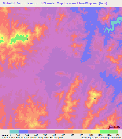 Mahattat Asot,Sudan Elevation Map