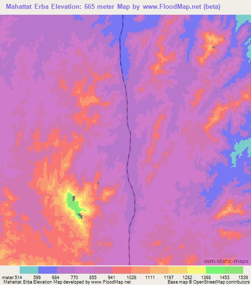 Mahattat Erba,Sudan Elevation Map