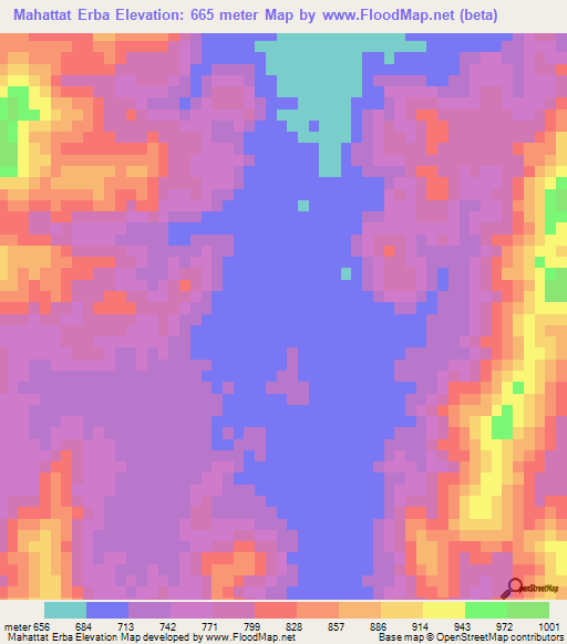 Mahattat Erba,Sudan Elevation Map