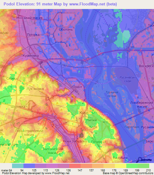 Podol,Ukraine Elevation Map