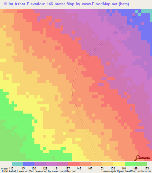 Hillat Ashat,Sudan Elevation Map