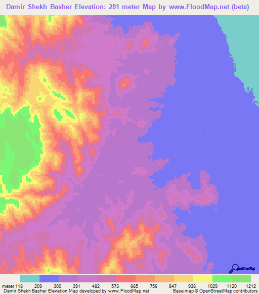 Damir Shekh Basher,Sudan Elevation Map