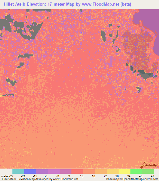 Hillet Ateib,Sudan Elevation Map