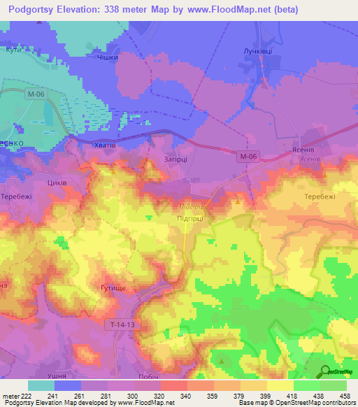 Podgortsy,Ukraine Elevation Map