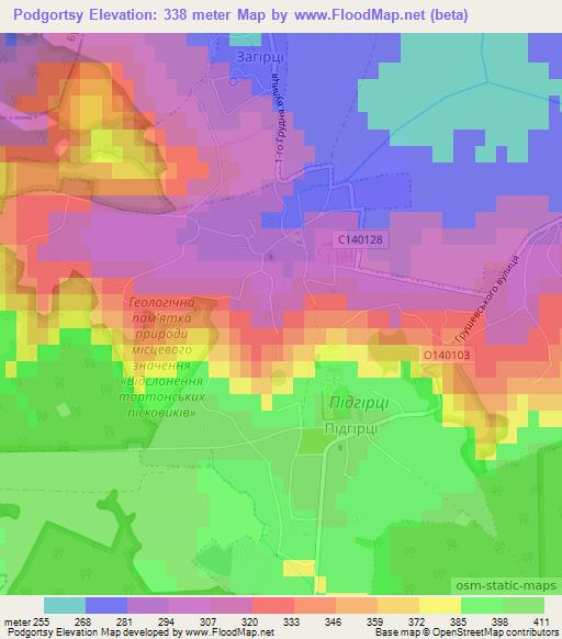 Podgortsy,Ukraine Elevation Map