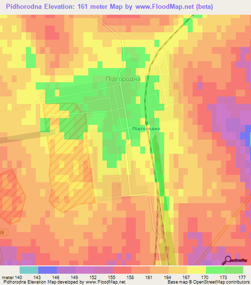 Pidhorodna,Ukraine Elevation Map