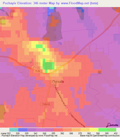 Pochayiv,Ukraine Elevation Map