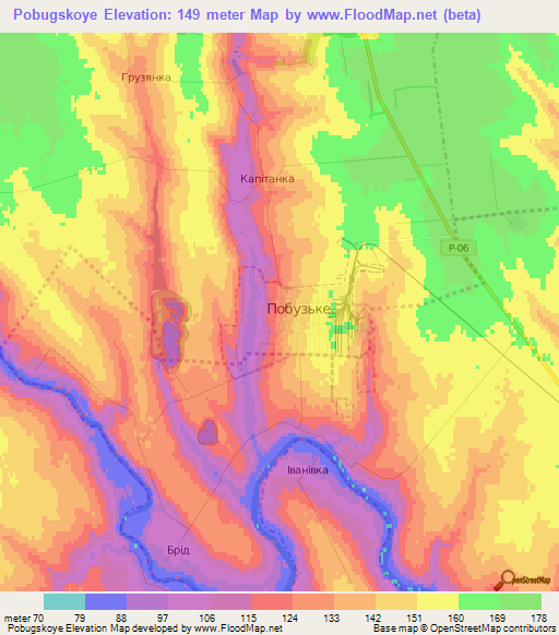 Pobugskoye,Ukraine Elevation Map