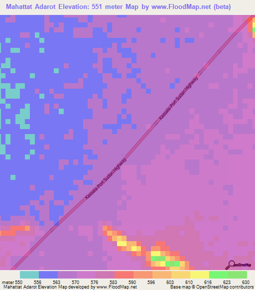 Mahattat Adarot,Sudan Elevation Map