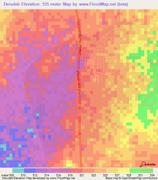 Derudeb,Sudan Elevation Map