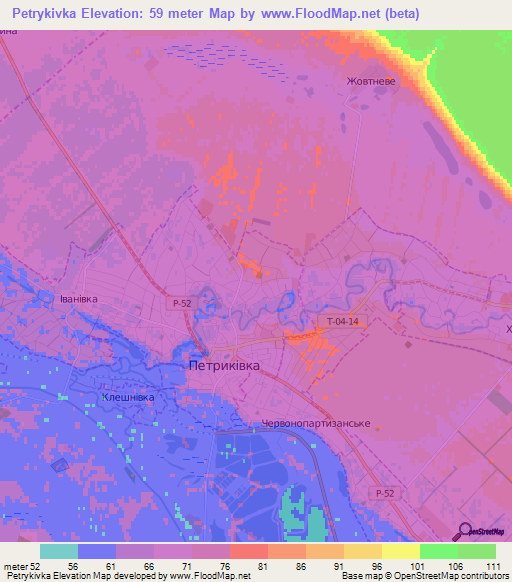 Petrykivka,Ukraine Elevation Map