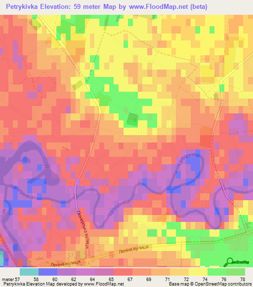 Petrykivka,Ukraine Elevation Map