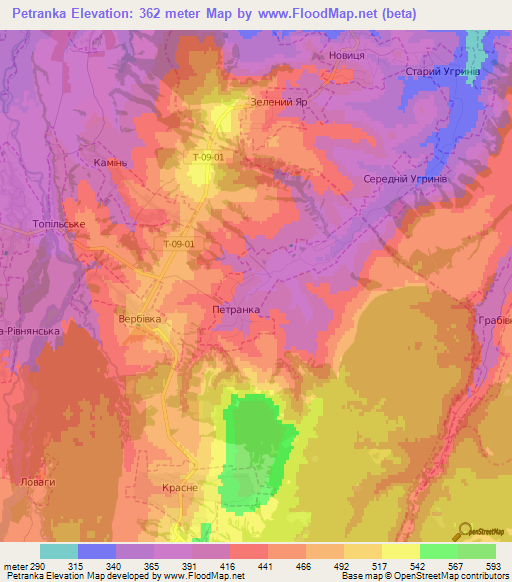 Petranka,Ukraine Elevation Map