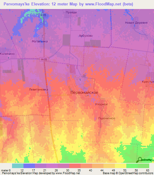 Pervomays'ke,Ukraine Elevation Map