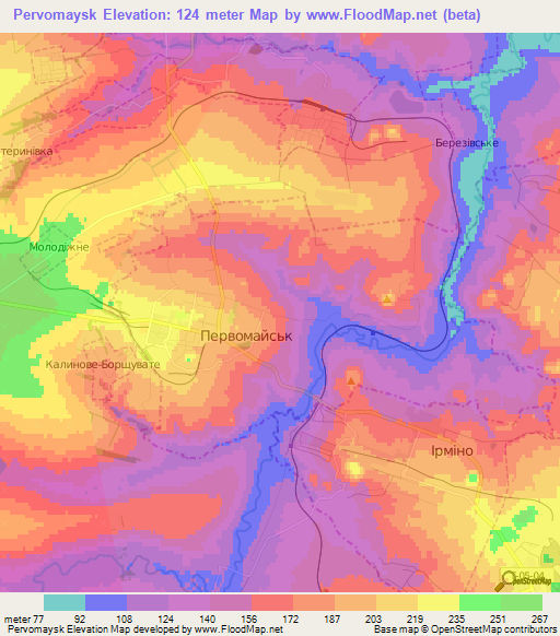 Pervomaysk,Ukraine Elevation Map