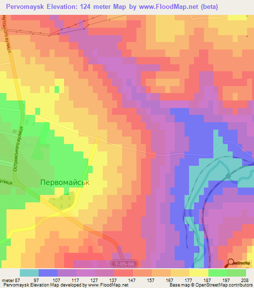 Pervomaysk,Ukraine Elevation Map