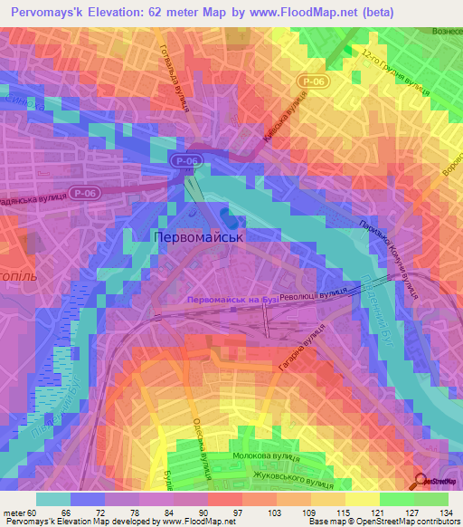 Pervomays'k,Ukraine Elevation Map