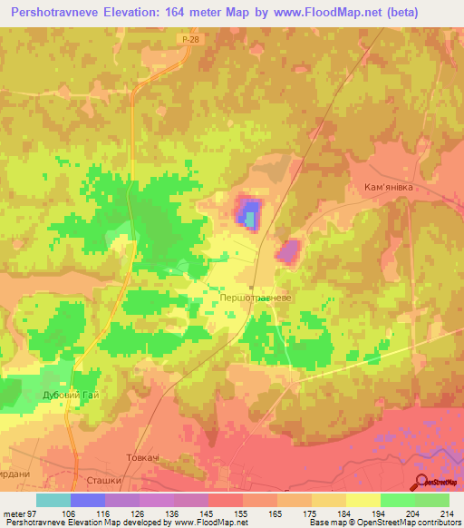 Pershotravneve,Ukraine Elevation Map