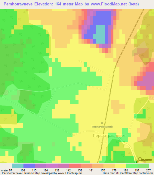Pershotravneve,Ukraine Elevation Map