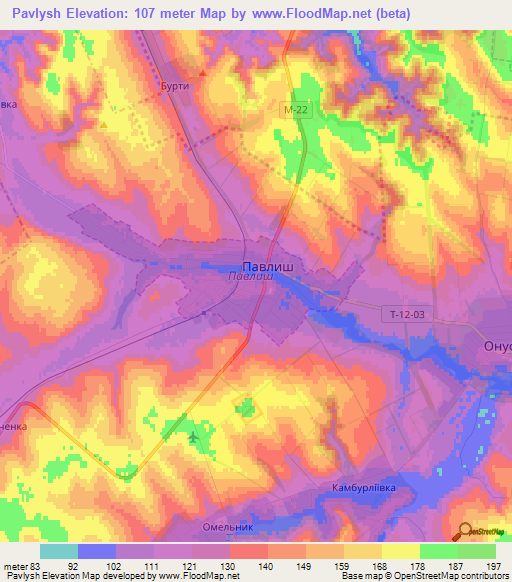 Pavlysh,Ukraine Elevation Map
