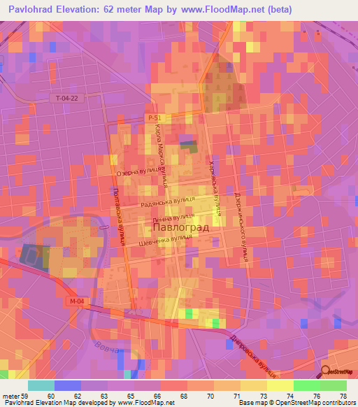 Pavlohrad,Ukraine Elevation Map