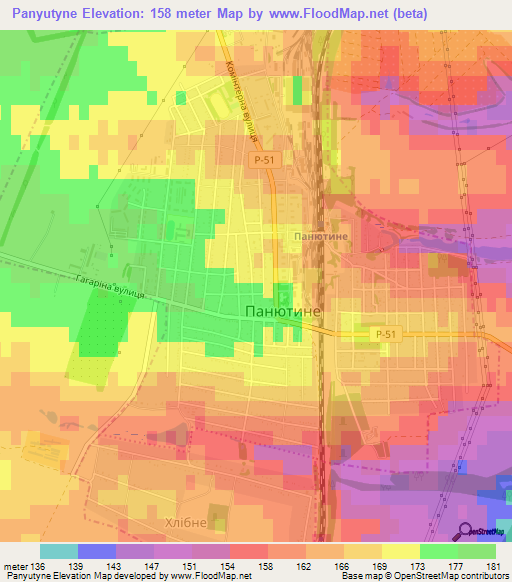 Panyutyne,Ukraine Elevation Map