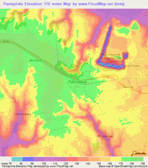 Pantayivka,Ukraine Elevation Map