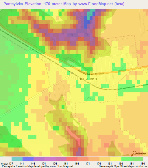 Pantayivka,Ukraine Elevation Map