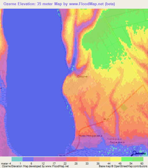 Ozerne,Ukraine Elevation Map
