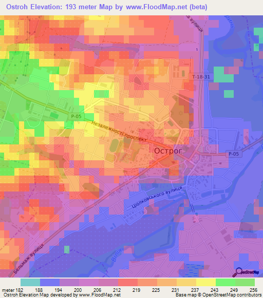 Ostroh,Ukraine Elevation Map