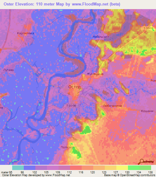 Oster,Ukraine Elevation Map