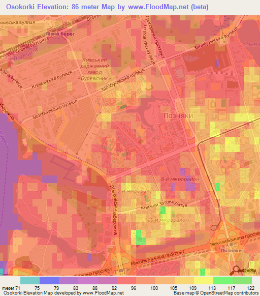 Osokorki,Ukraine Elevation Map