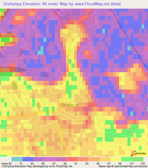 Orzhytsya,Ukraine Elevation Map